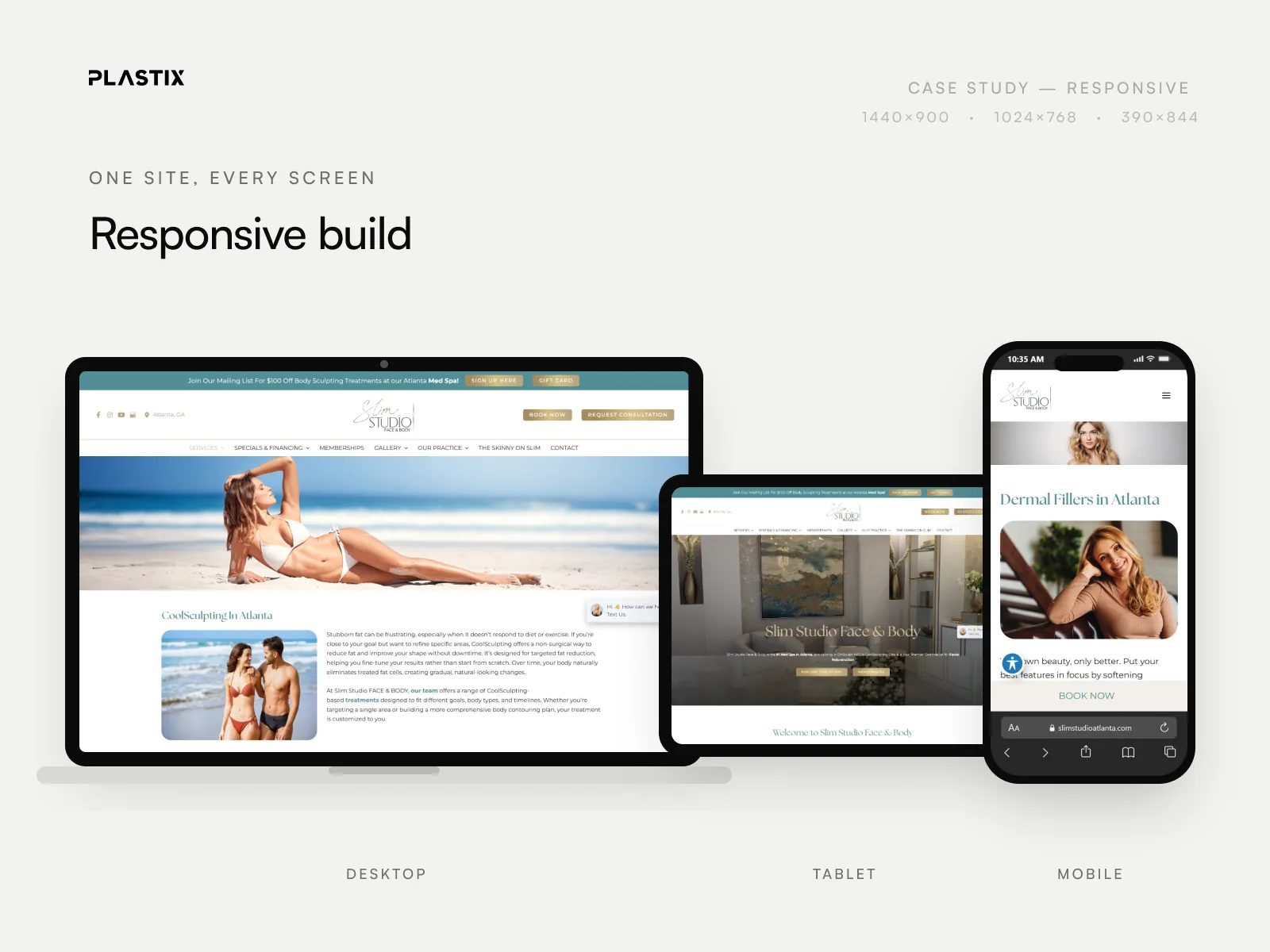 Slim Studio Atlanta responsive website design on desktop, tablet and mobile