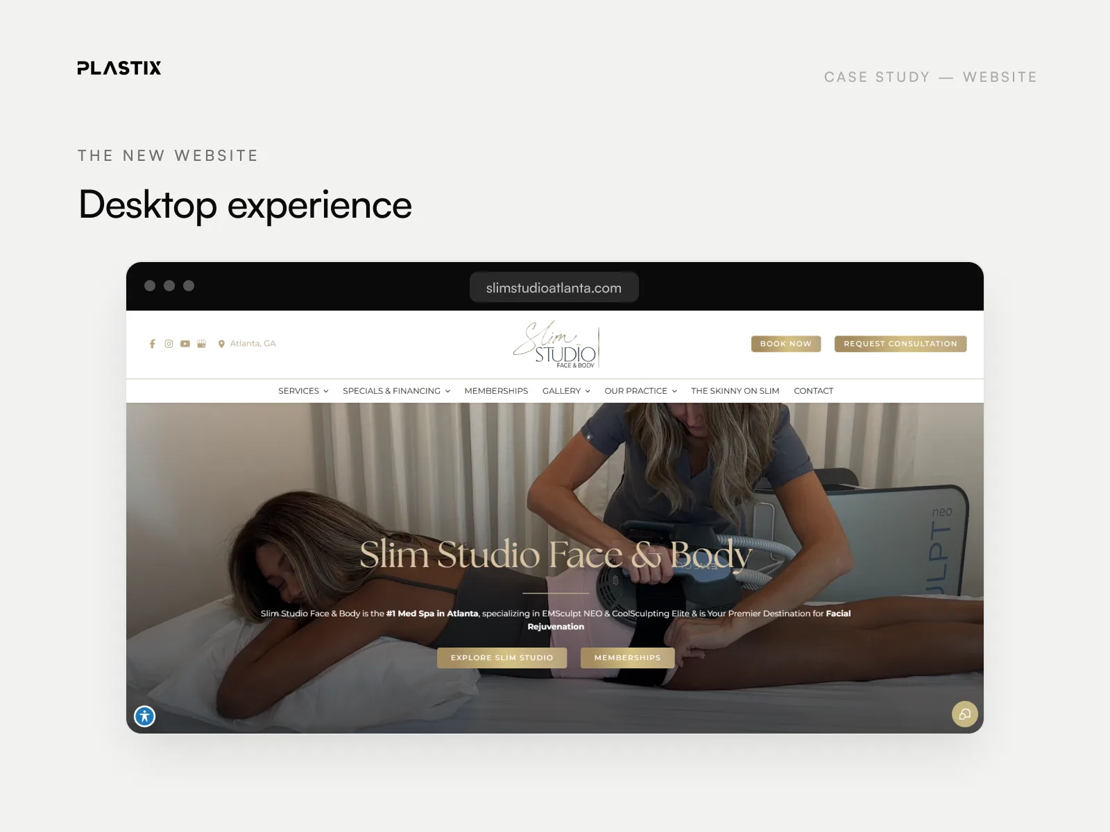 Slim Studio Atlanta website homepage design on desktop