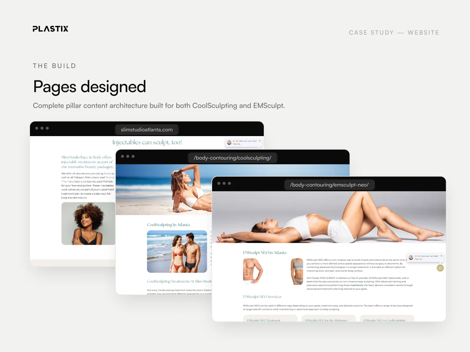 Pages designed for the Slim Studio Atlanta website